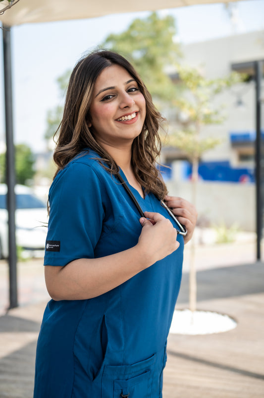 Female Teal Stretchable Scrubs