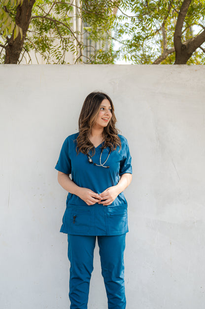 Female Teal Stretchable Scrubs