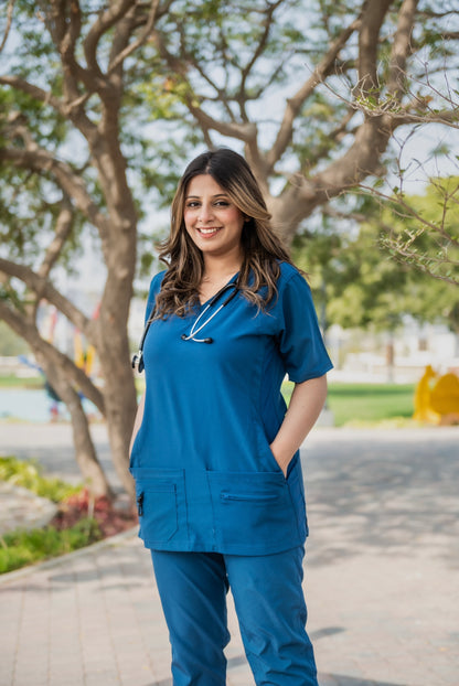 Female Teal Stretchable Scrubs